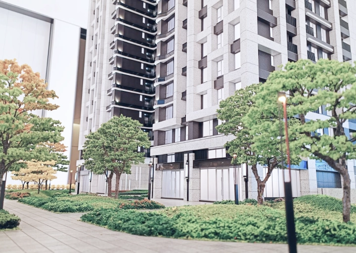 曦湖，千坪基地、臨路退縮30米，規劃綠植園藝，享低建蔽率。
